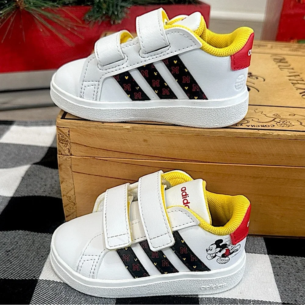 Adidas Kids White and Yellow Mickey Mouse Sneakers - Picture 5 of 16
